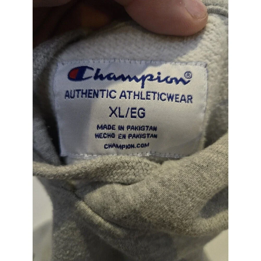 Champion Sweatshirt Mens Xl Gray Jacket Logo Hoodie Spell Out Graphic Modern